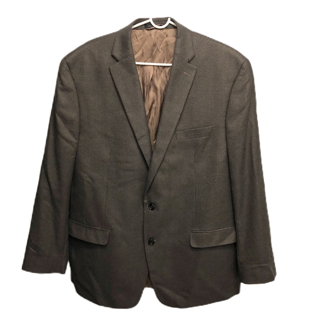 Lauren Ralph Lauren Mens Houndstooth Blazer Sport Coat Jacket 2 Button Brown 48L